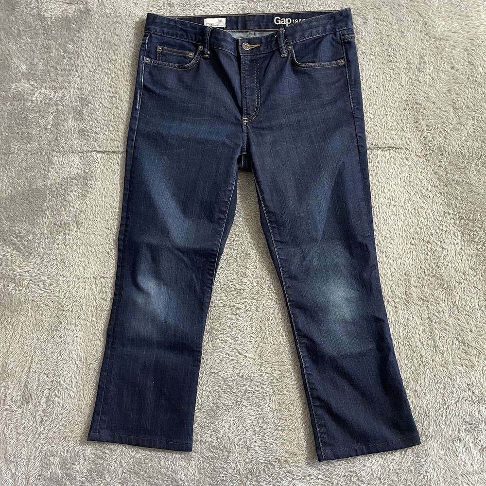 Gap Jeans Womens Size 30r Perfect Boot Dark Wash Blue Denim Hemmed Mid Rise